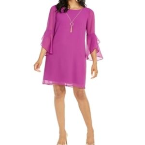 Thalia Sodi Women's Dress Plum/Purple Flowy Sleeves Low Back Neck Size XS C-0068